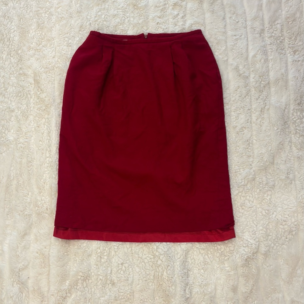 Vintage Jones New York Red Wool Skirt - Size 10 - Made in USA - Professional